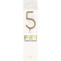 Unique Party Candle Sparkler Number 5 Gold 7