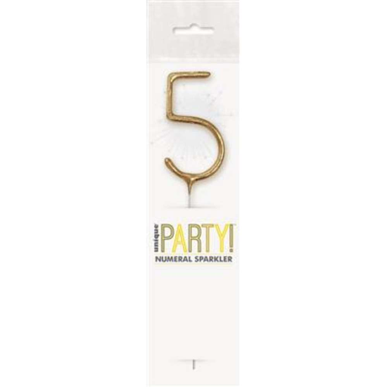 Unique Party Candle Sparkler Number 5 Gold 7
