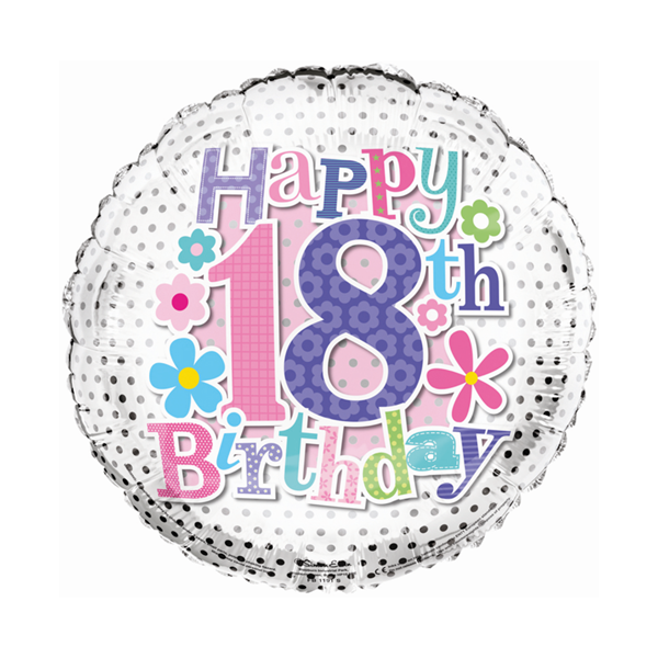 Simon Elvin Age 18 Floral 18" Foil Balloon