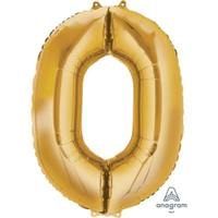 Anagram Foil Balloon Gold 34" Number 0