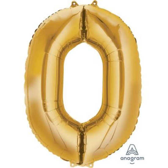 Anagram Foil Balloon Gold 34" Number 0