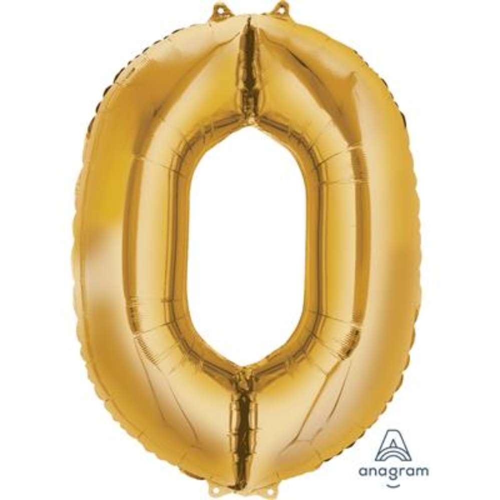 Anagram Foil Balloon Gold 34" Number 0
