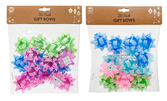 Gift Bows Glitter Macaron 20pk (Colours Vary)