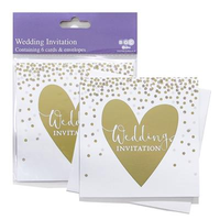 Gold Heart Wedding Invitations 6pk