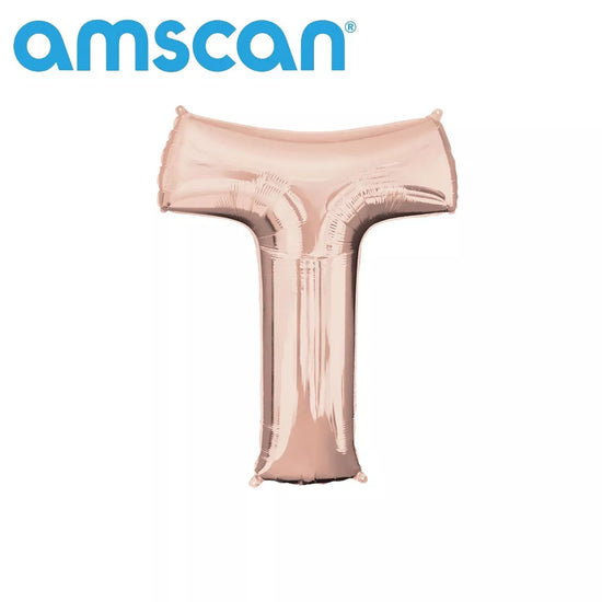 Anagram Foil Balloon Rose Gold 16" Letter T