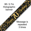 Oaktree Banner Age 70 Fizz Black & Gold 9ft