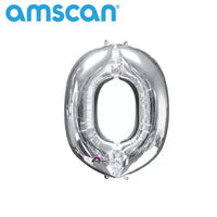Silver 16-inch Anagram foil letter O balloon, shiny metallic foil with embossed detailing, suitable for celebrations and party decor.