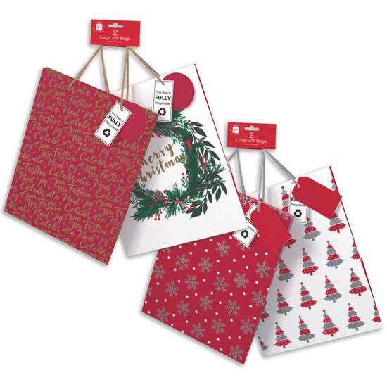 Christmas Gift Bags Large 2pk (Design May Vary)