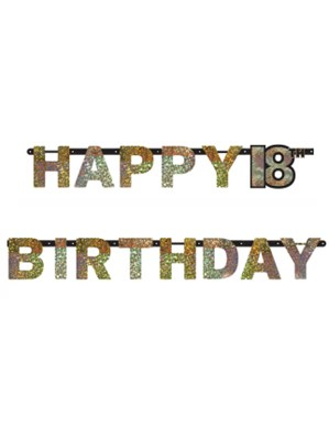 Amscan Letter Banner Age 18 Gold Celebration 2.13m