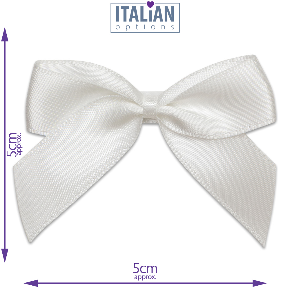 Italian Options 12 Pack Ribbon Bows White 5cm