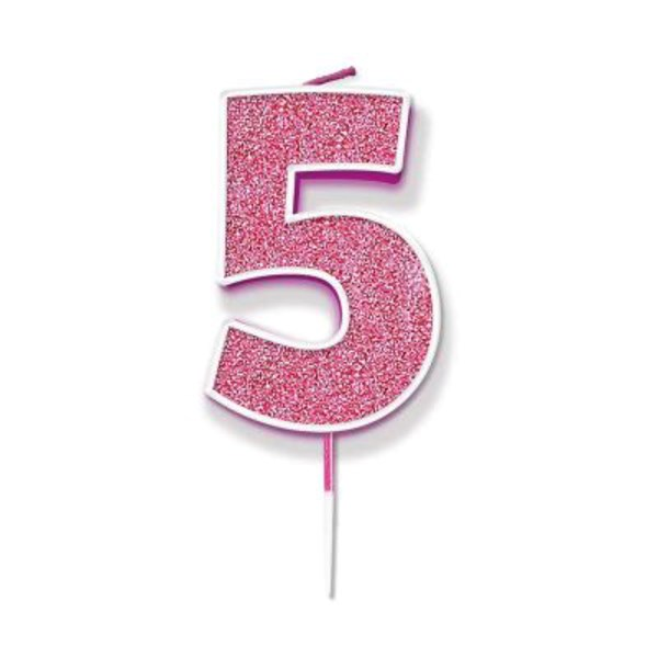 Oaktree Party Candle Number 5 Pink 7.5cm