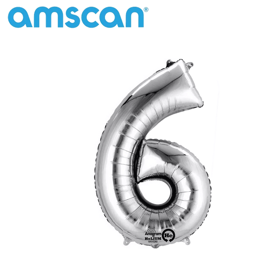 Anagram Foil Balloon Silver 16" Number 6