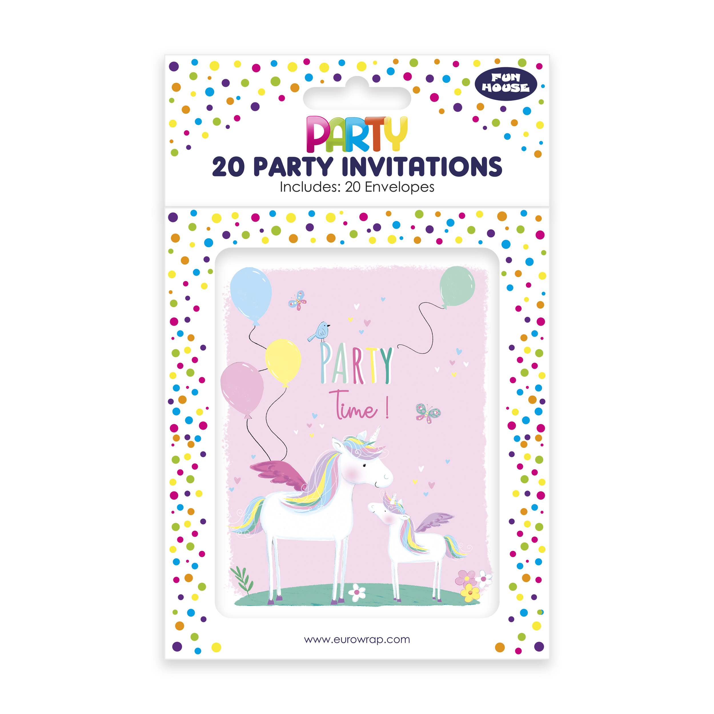 Eurowrap 20 Pack Party Invites Unicorn