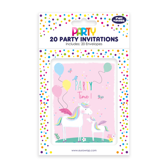 Eurowrap 20 Pack Party Invites Unicorn
