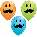 Smiley Face Moustache 11" Latex Balloons 50pk