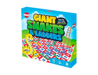 Colorful Giant Snakes & Ladders toy by Gem Imports, featuring a 90x90cm game board with vibrant snakes and ladders for kids.
