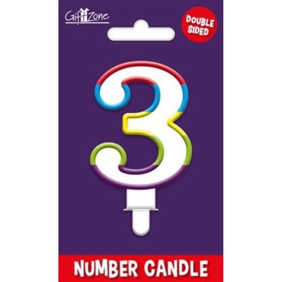 Giftzone Party Candle Number 3 Glitter Rainbow