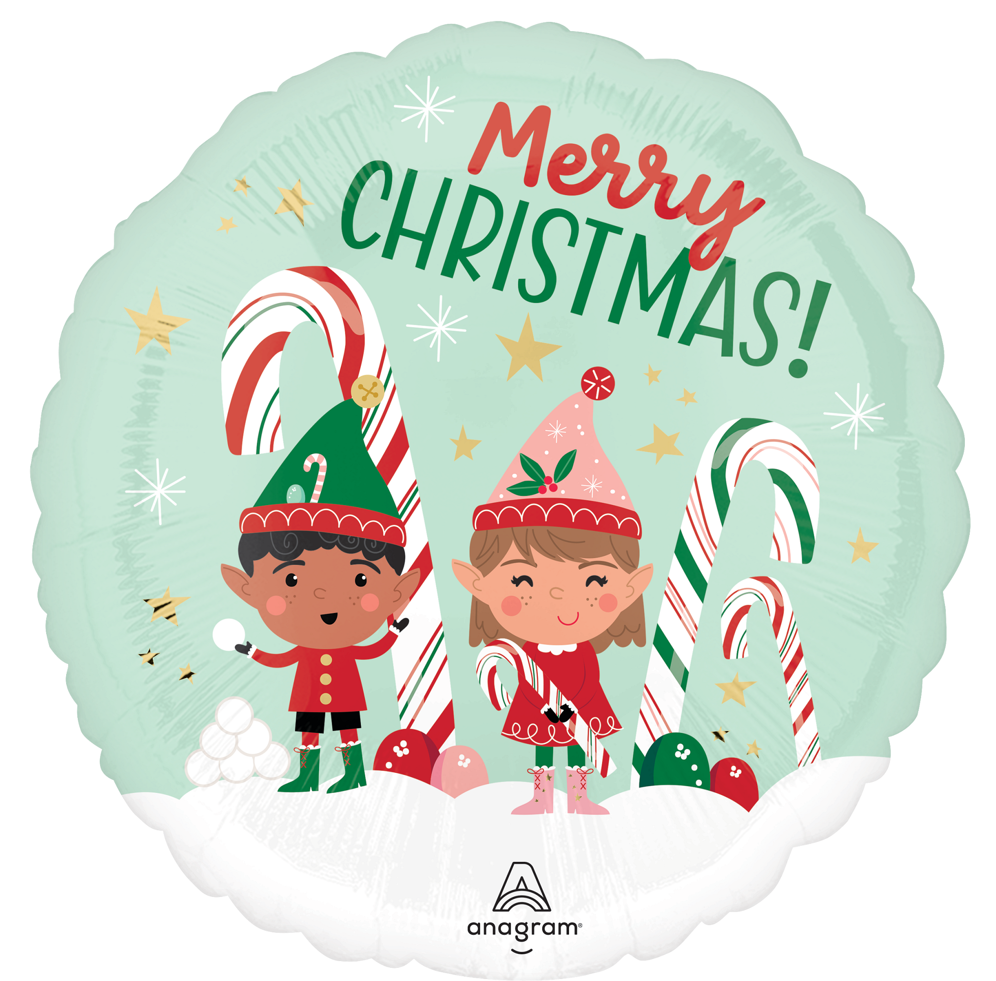 Anagram Foil Balloon Merry Christmas Elves 18"
