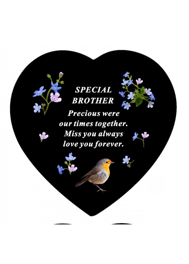 Memorial Slate Heart Brother 20x20cm