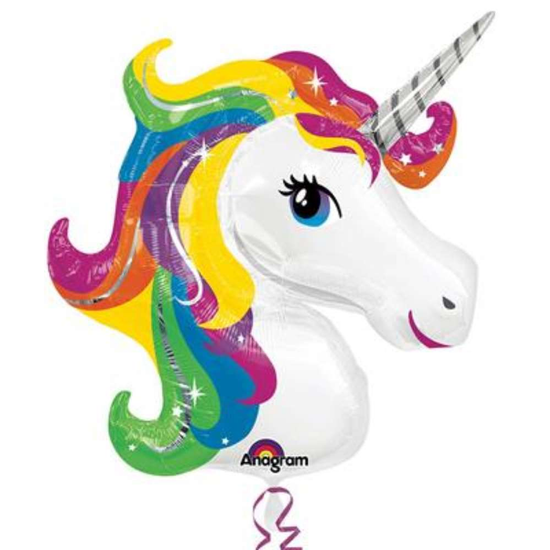 Anagram Foil Balloon Unicorn Head Rainbow 33"