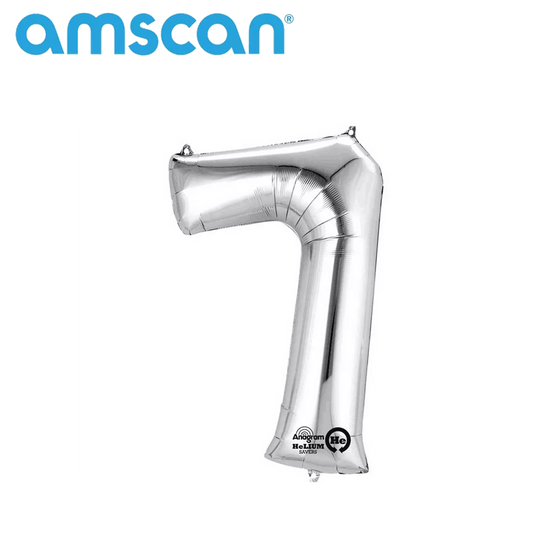Anagram Foil Balloon Silver 16" Number 7