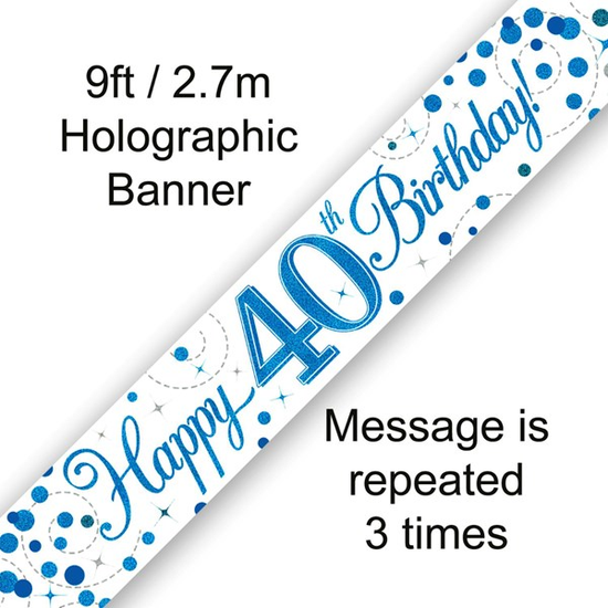 Oaktree Banner Sparkling Fizz Age 40 Blue 9ft