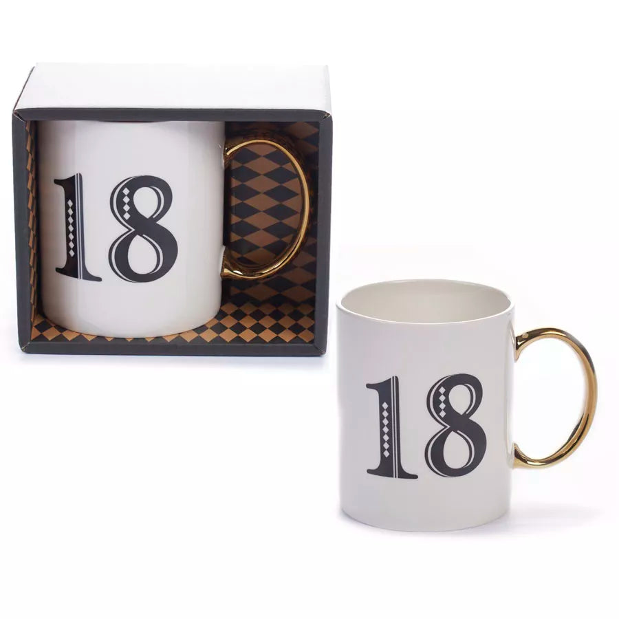 Tiger Feet Mug featuring Age 18 Art Deco design, ceramic mug with bold tiger foot graphic and vintage art style.