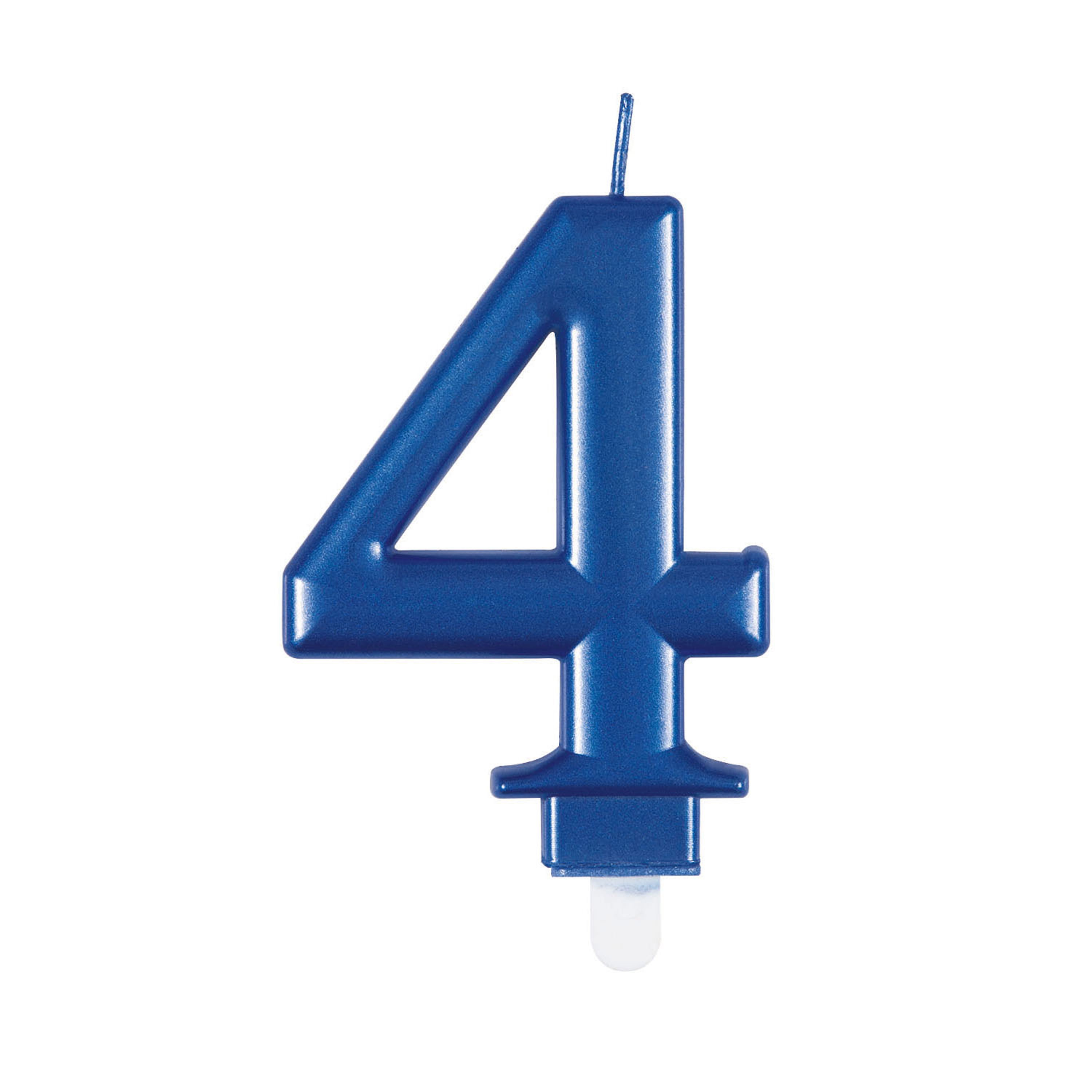 Unique Party Candle Number 4 Metallic Blue