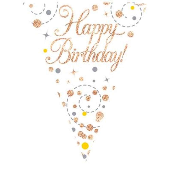 Oaktree Bunting Happy Birthday Fizz Rose Gold 3.9m