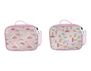 Colorful unicorn and fairy lunch bags by Gem Imports, 23x28x9cm, featuring vibrant fairy and unicorn designs on fabric.