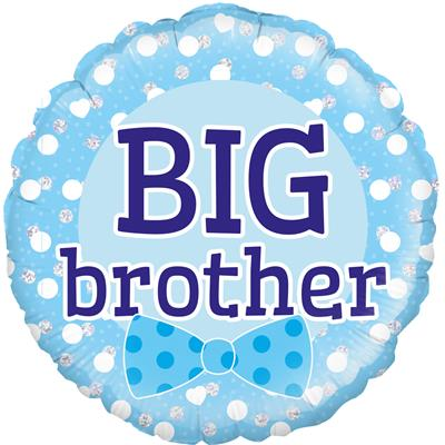 Blue Big Brother 18-inch foil balloon by Oaktree with bold lettering, inflated and ready for celebration.