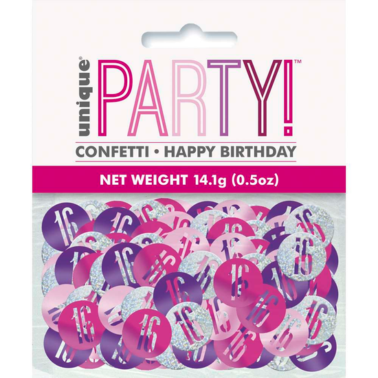 Pink Glitz 16th Birthday Foil Confetti 14g