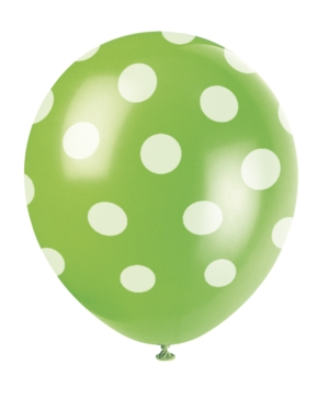 Unique Lime Green Dots 12" Latex Balloons 6pk