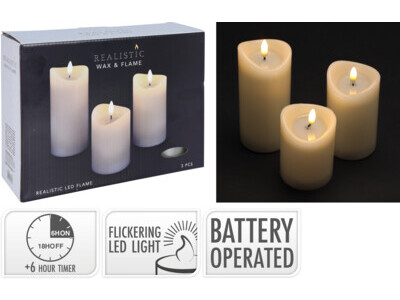 LED Candle Ivory 3pk (Batteries Not Included)