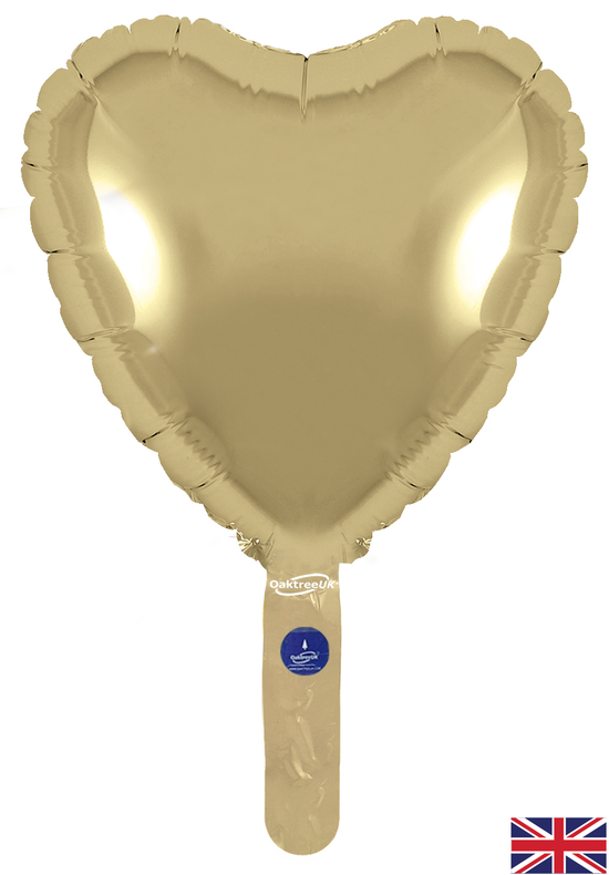 Oaktree 5 Pack Foil Balloon Gold Silk Heart 9