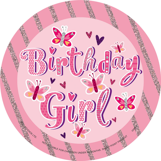 Big Badges Birthday Girl Butterflies 6pk