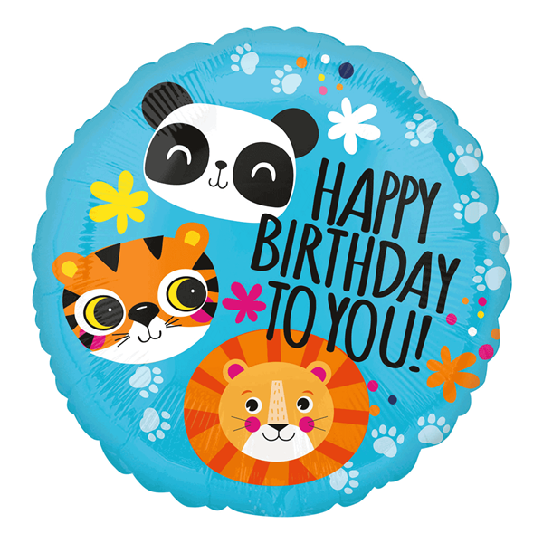 Anagram Lion, Tiger & Panda 18" Foil Balloon