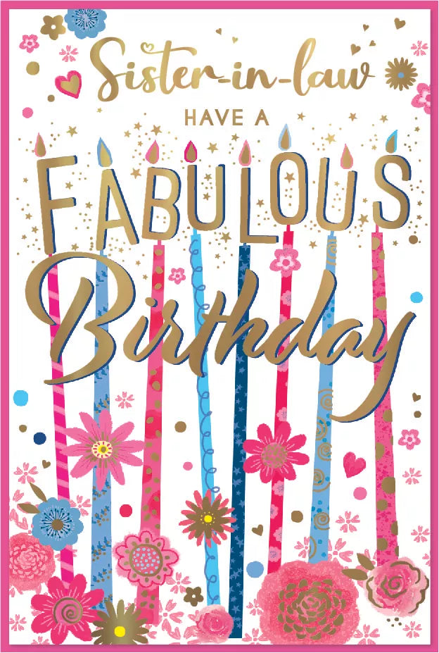 Set of six Simon Elvin C75 birthday cards for sister-in-law, featuring colorful, festive designs on high-quality cardstock.