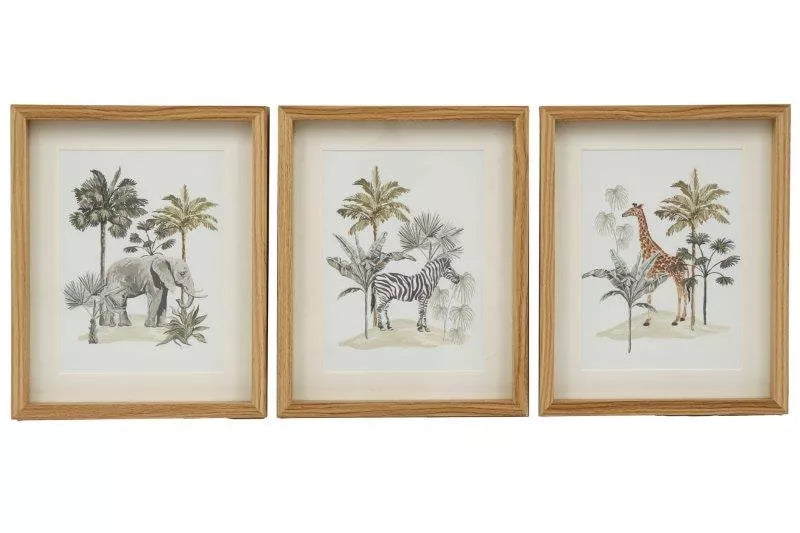 Sifcon 3-pack wall art safari-themed gift set featuring wildlife illustrations on canvas, ideal for home decor.