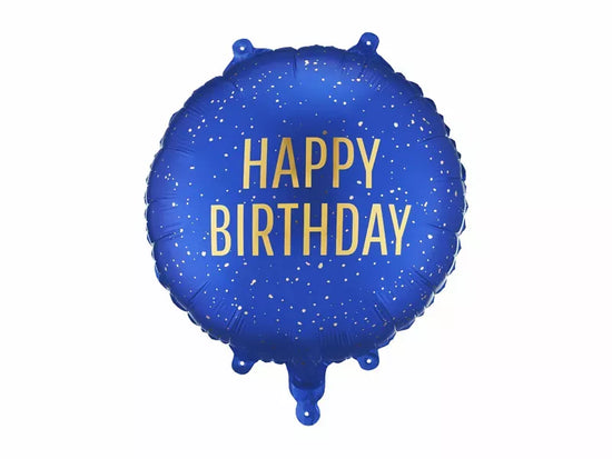 PartyDeco Foil Balloon Happy Birthday Navy 14"