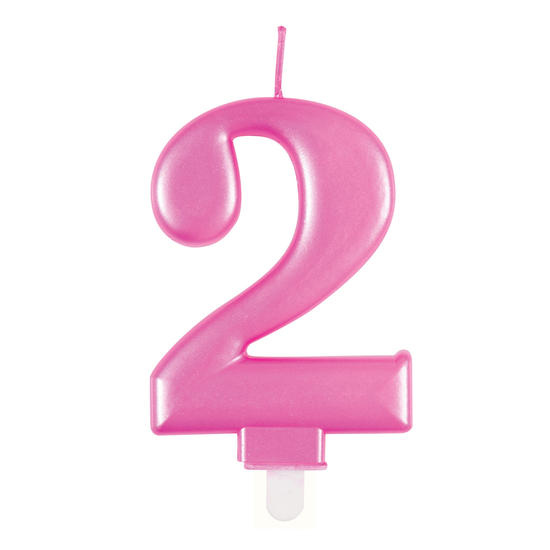 Unique Party Candle Number 2 Metallic Pink