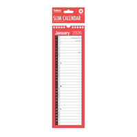 Tallon 12-pack calendar with red and black month-to-view pages, slim design for desk or wall display