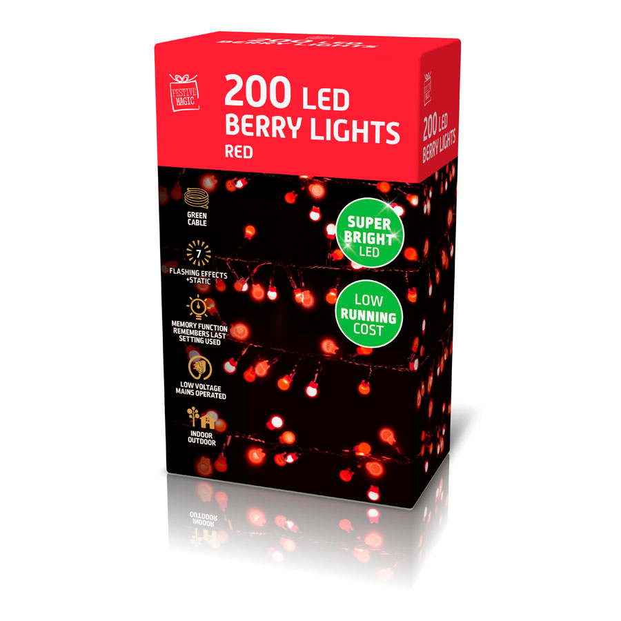 Uncle Bills 200 Pack LED Lights Berry Red