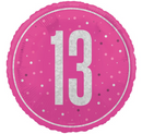 Unique Foil Balloon Pink Glitz Age 13 18"
