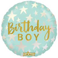 Foil Balloon 18" Round Birthday Boy Stars