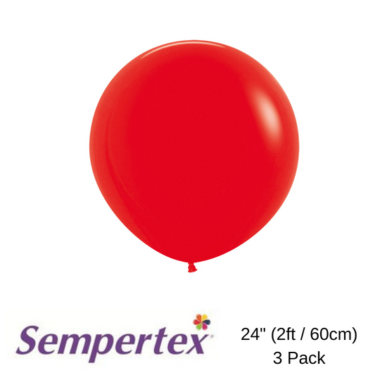 Sempertex Fashion Red 24" Latex Balloons 3pk