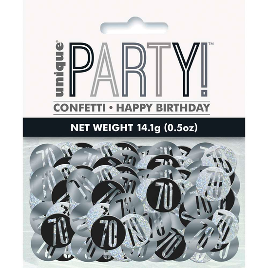 Black Glitz 70th Birthday Foil Confetti 14g