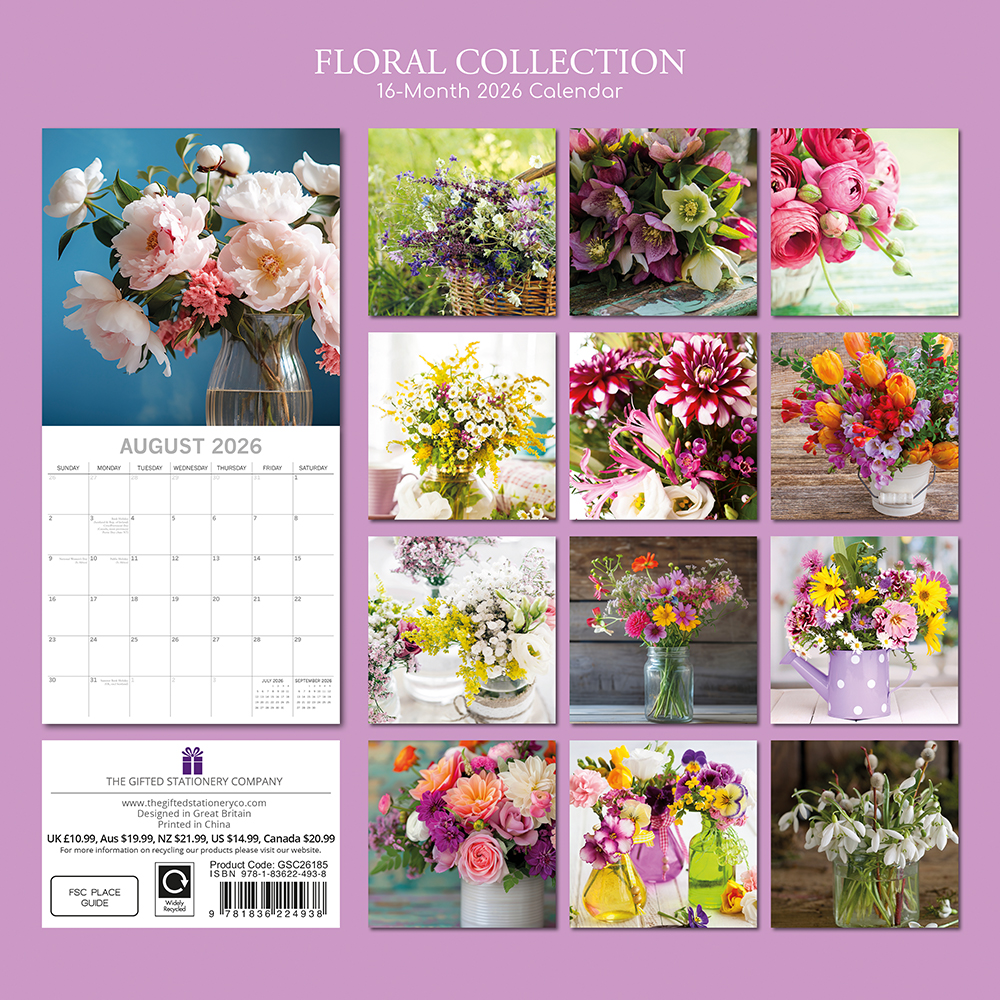 Gifted Stationery Calendar Floral Collection 2027