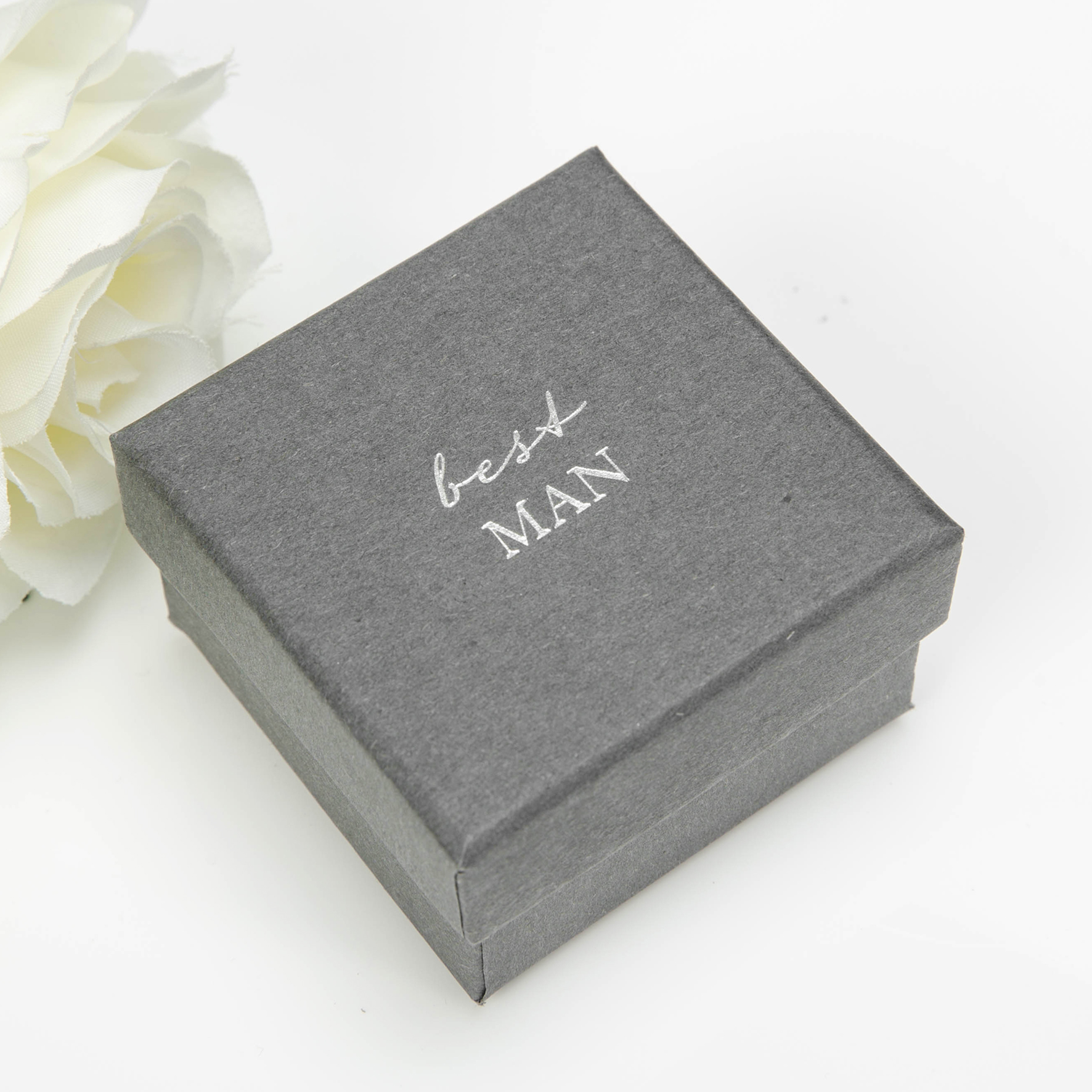 Widdop Amore Best Man cufflinks, 15x18x22mm, shiny silver finish, stylish men's clothing accessory with engraved design.