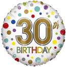 APAC Foil Balloon Eco Rainbow Dots Age 30 18"